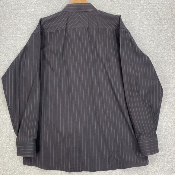 Calvin Klein Shirt Mens 17.5 Extra Large Black Striped Button Up Long Sleeve - Picture 9 of 10